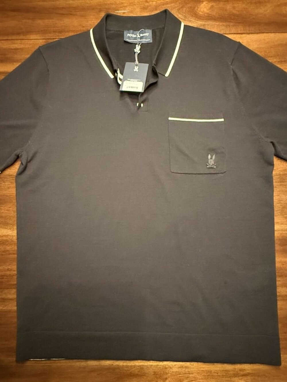 NWT $128 Psycho Bunny Longford Fine Knit Black Short Sleeve Polo Men’s XL + GIFT